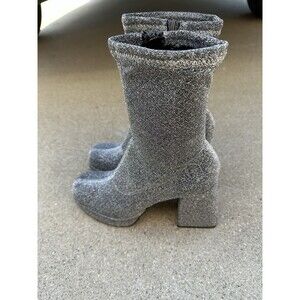 Abound Steffie Platform Boot Women's Silver Knit Ankle Boots disco  grunge 8